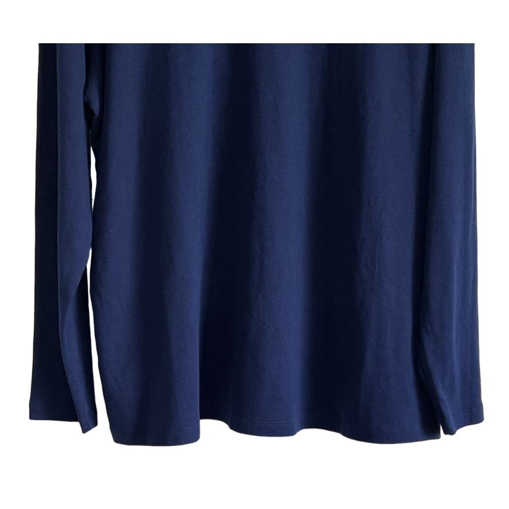 St. Johns Bay Womens 2X Essential Mockneck Long Sleeve Shirt Cotton Navy New - Picture 3 of 6
